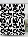 Le freak c est chic Black Twisted Line Pattern Waterproof Shower Curtain
