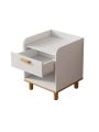 Modern White Modern Nightstand, 2-Tier Side Table with Drawer and Storage Shelf, Bedside Table End Table, Modern Night Stand for Bedroom, Home Office,White