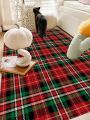 1pc Nordic Style Soft Carpet For Home Decoration, Outdoor Balcony, Retro Striped Checkered Carpet, Christmas Decoration, Living Room Modern Luxury Decor, Sofa, Table, Large Area Carpet, Bathroom Mat, Room Decor Area Rug