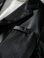 Manfinity Hypemode Men's Suit Collar Front Button Pu Leather Jacket