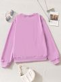 SHEIN Kids EVRYDAY Tween Girls' Letter Print Sweatshirt