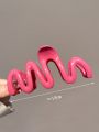 1pc Large Peach Pink Hair Clamp With 13cm Long Teeth For Thick Hair, Wave Design, Bun Clip Shark Clip Hair Accessory