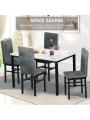 Dining Table Set for 4,5 Piece Dining Table Set with Faux Marble Tabletop Dining Table and 4 Dining Chairs, Modern Dining Table Set for Kitchen Dining Room Living Room