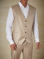 Men Plus Solid Button Front Waistcoat Without Shirt