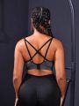 Yoga Basic Plus Size Cross Back Shoulder Strap Sports Bra