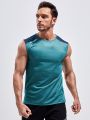 Men Color Block And Letter Graphic Sports Tank