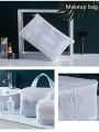 Eva Waterproof Cosmetic Bag With Large Capacity, Portable, Semi-transparent, Sandblasted, For Toiletries, Travel, Swimming, Cosmetics Storage Etc.