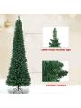 Gymax 8Ft PVC Artificial Pencil Christmas Tree Green Slim w/ Stand Home Holiday Decor