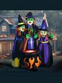 6 FT Tall Halloween Inflatable Three Witches Around Cauldron with Flame Light Inflatable Yard Decoration Blow Up Inflatables with Build-in LEDs for Halloween Party Indoor, Outdoor Decorations
