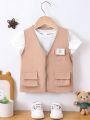 Baby Boys' Vest With Many Pockets And Zipper Design, Ideal For Camping And Outdoor Activities, Great Transitional Jacket