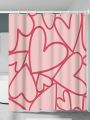 Umamao Estudio Full Width Line & Heart Element, Pink Shower Curtain