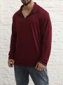 Extended Sizes Men's Half Zip Polo Shirt With Ribbed Collar