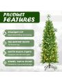 Gymax 6 ft Pre-lit Pencil Christmas Tree Hinged Fir Tree Holiday Decor w/ LED Lights