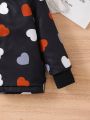 SHEIN Kids EVRYDAY Little Girls' Heart Print Hooded Jacket