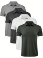 Extended Sizes Men's Solid Color Business Casual Polo Shirt