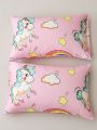 1pair Unicorn Print Pillowcase Without Filler