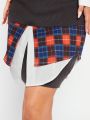 KUNSHENG Plaid Layered Mixed Media Skirt