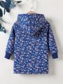 Toddler Girls Floral Print Teddy Lined Hooded Coat