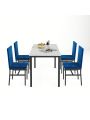 Dining Table Set for 4, Modern Kitchen Table and Chairs for 4, 5 Piece Dining Room Table Set Chairs for Small Spaces, Apartment, White+Blue