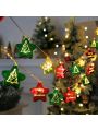 1set Led Christmas Decoration Lights With Battery Box, Including Star, Christmas Tree, And Colorful Electroplated Star Lights. The Length Of The 1.5m String Light With 10 Heads Of Star Lights Is Diameter 6cm, And The Length Of The 3m Light String