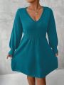 SHEIN Essnce Plus Solid V Neck Sweater Dress