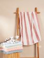 SHEIN Basic living 1 pc striped pineapple check coral fleece Bath Towel