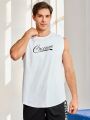 Men's Letter Print Round Neck Sport Tank Top