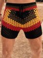 Manfinity RSRT Men's Drawstring Hollow Out Crochet Shorts