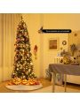 Gymax 6/7 FT Pre-lit Black Christmas Tree Artificial PVC Slim Pencil Halloween Tree