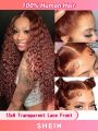 Transparent Lace Deep Wave 13*6 Lace Frontal Wigs 150% Density 18-30 Inch Reddish Brown Color Pre Plucked Natural Hairline Human Hair For Wome