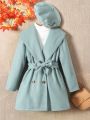 Girls Double Breasted Belted Overcoat