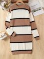 Teenage Girls' Color Block Stripe Sweater Dress