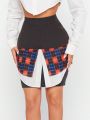 KUNSHENG Plaid Layered Mixed Media Skirt