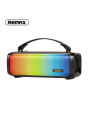 Remax Wireless Portable Outdoor Speaker,2-speaker interconnection for 3D surround sound,Waterfall light Mode,BT/AUX/USB/FM Play Modes,Colorful RGB,HiFi Playback,7H Play Time,Suitable For Travel, Camping, Party,FCC&CE Certification,Black