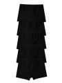 Boys' Comfy Stretchable Black 5pcs Bear Pattern Boxer Brief Set