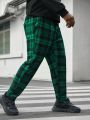 Manfinity Homme Men'S Plus Size Plaid Pattern Casual Long Pants