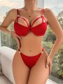 Women's Solid Color Hollow Out Lingerie Set
