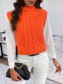 SHEIN LUNE 1pc Turtleneck Cable Knit Sweater Vest