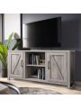 TV Stand for TVs up to 65 Inches, Wooden Media Console with Barn Door and Adjustable Shelves, Rustic TV Console Table Cabinet for Living Room Bedroom 60 Inch (Grey Wash)