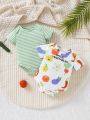 SHEIN Baby Boys' Casual Basic Short Sleeve Bodysuit With Fun Vegetable Pattern For Spring Summer Daily Wear