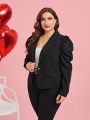 SHEIN Clasi Plus Size Women's Blazer With Gigot Sleeve And Single Button Closure