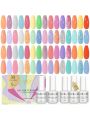SAVILAND Gel Nail Polish Kit, 30 Colors Pastel Gel Polish Set with Base & Glossy Matte Top Gel Manicure Nail Art Starter Set for Salon Home, Gifts for Women
