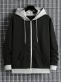 Men's Zipper Hoodie With Contrast Color Design