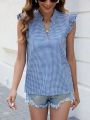 Women'S Two-Color Plaid Small Flying Sleeve Shirt
