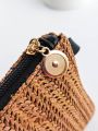 Mini Minimalist Straw Bag With Wristlet