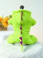 1pc Pet Clothes Autumn And Winter Warm Winter Coat Plus Velvet Thickened Dinosaur Coat-fluorescent Green Pet Jumpsuit