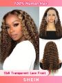 Transparent Lace Ombre Honey Blonde Piano Color Deep Wave 13*6 Lace Front Wigs Highlight 4/27# Human Hair Wig Pre Plucked For Women