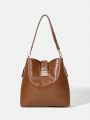 SHEIN BIZwear Minimalist Turn-lock Bucket Bag