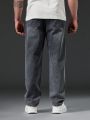 Men Plus Slant Pocket Straight Leg Jeans