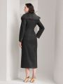 SHEIN Modely Women's Long Woolen Coat With Collar